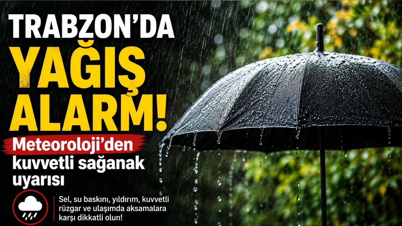 Trabzon’da 30 Ağustos için sağanak uyarısı: kuvvetli yağış ve batı rüzgârı bekleniyor