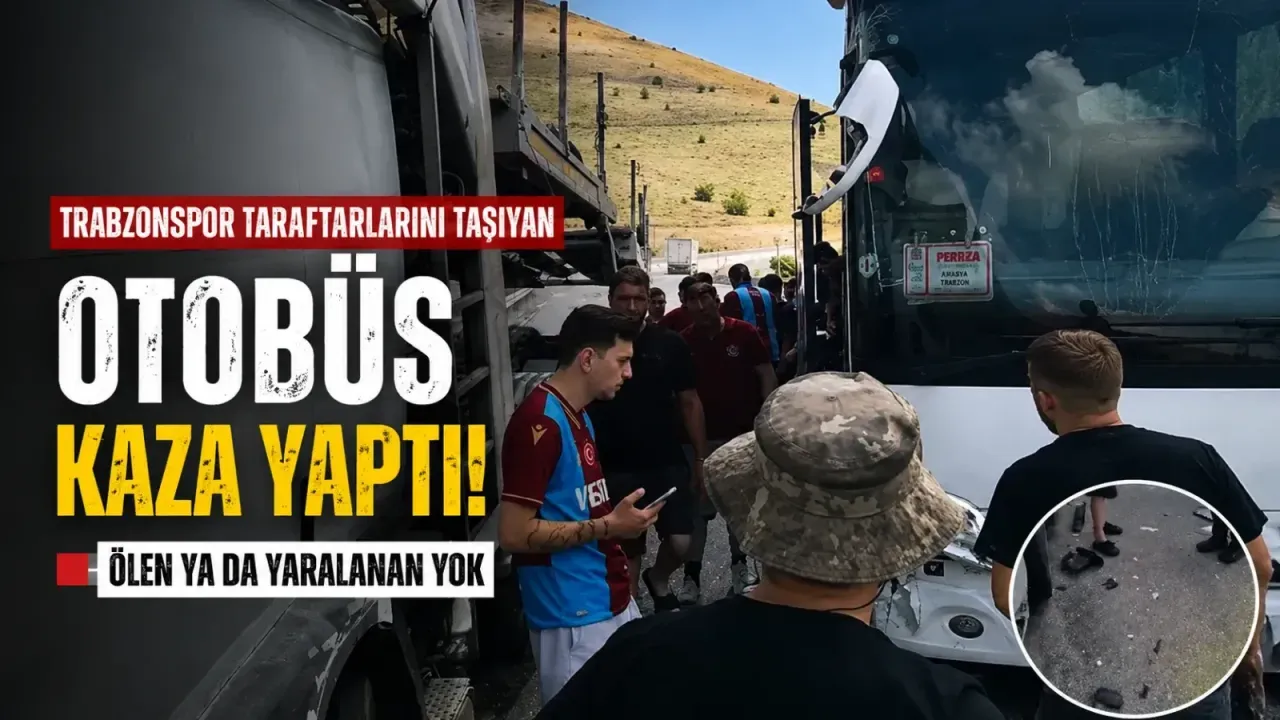 Diyarbakır’dan dönen Trabzonspor taraftarlarını taşıyan otobüs kaza yaptı; yaralanma yok