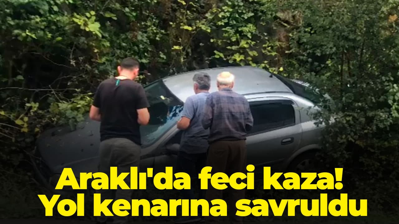 Araklı Erenler-Karadere mevkiinde kaza: araç yol kenarına savruldu, yaralanma yok