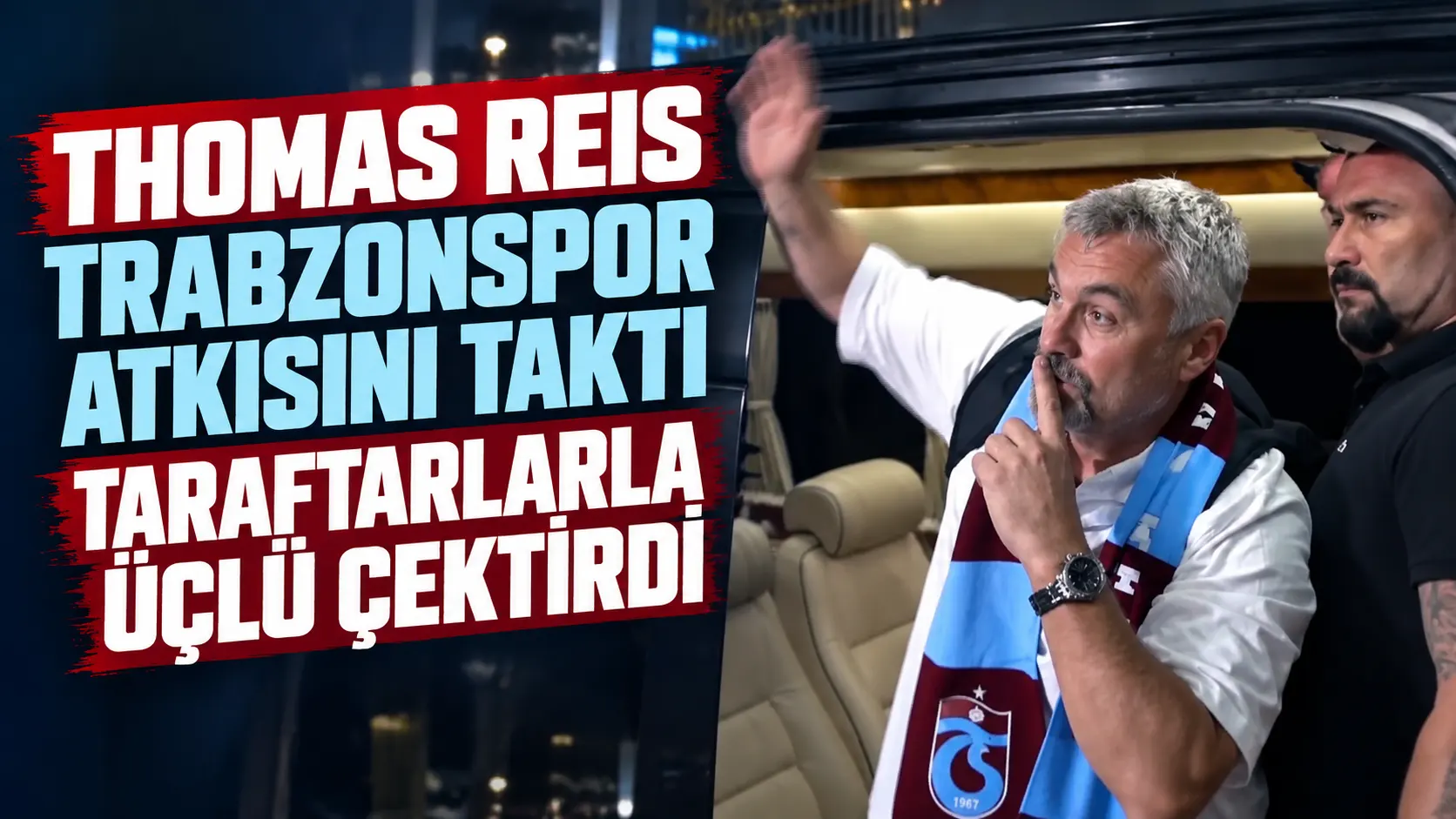 Thomas Reis Trabzon'a geldi, bordo-mavili atkıyı takıp taraftarlarla poz verdi