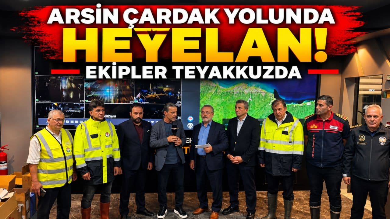 Arsin Çardak yolunda heyelan; ekipler alarma geçti