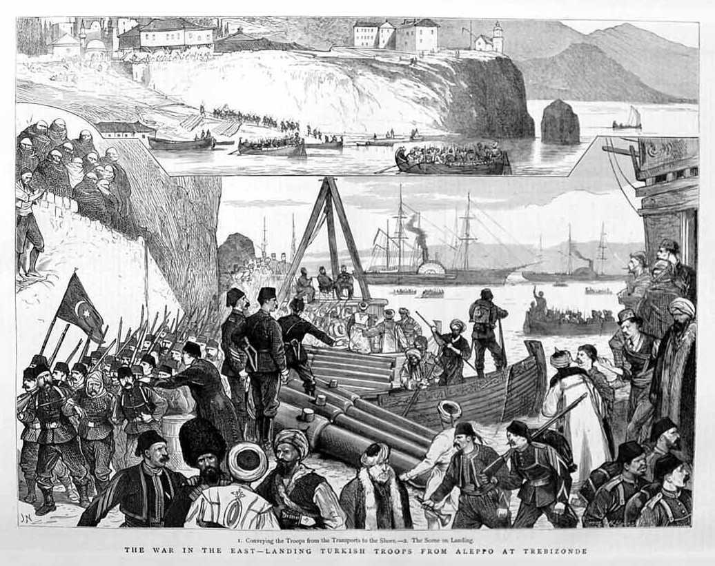 The war in the east. Landing Turkish troops from Aleppo at Trebizonde