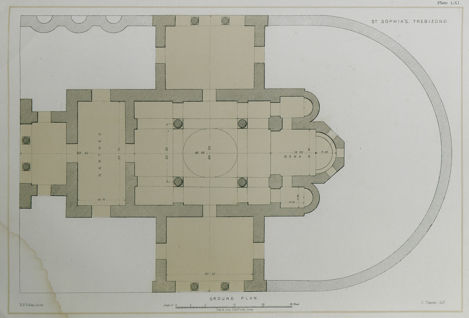 St Sophia's, Trebizond Ground plan Texier Charles