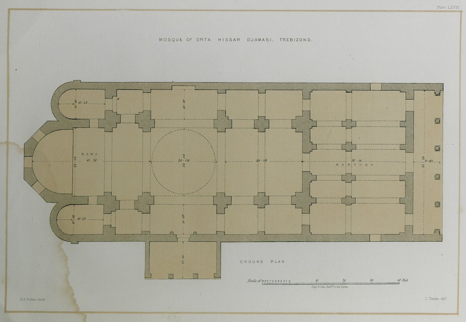 Mosque of Orta Hissar Djamasi Trebizond Ground plan Texier Charles