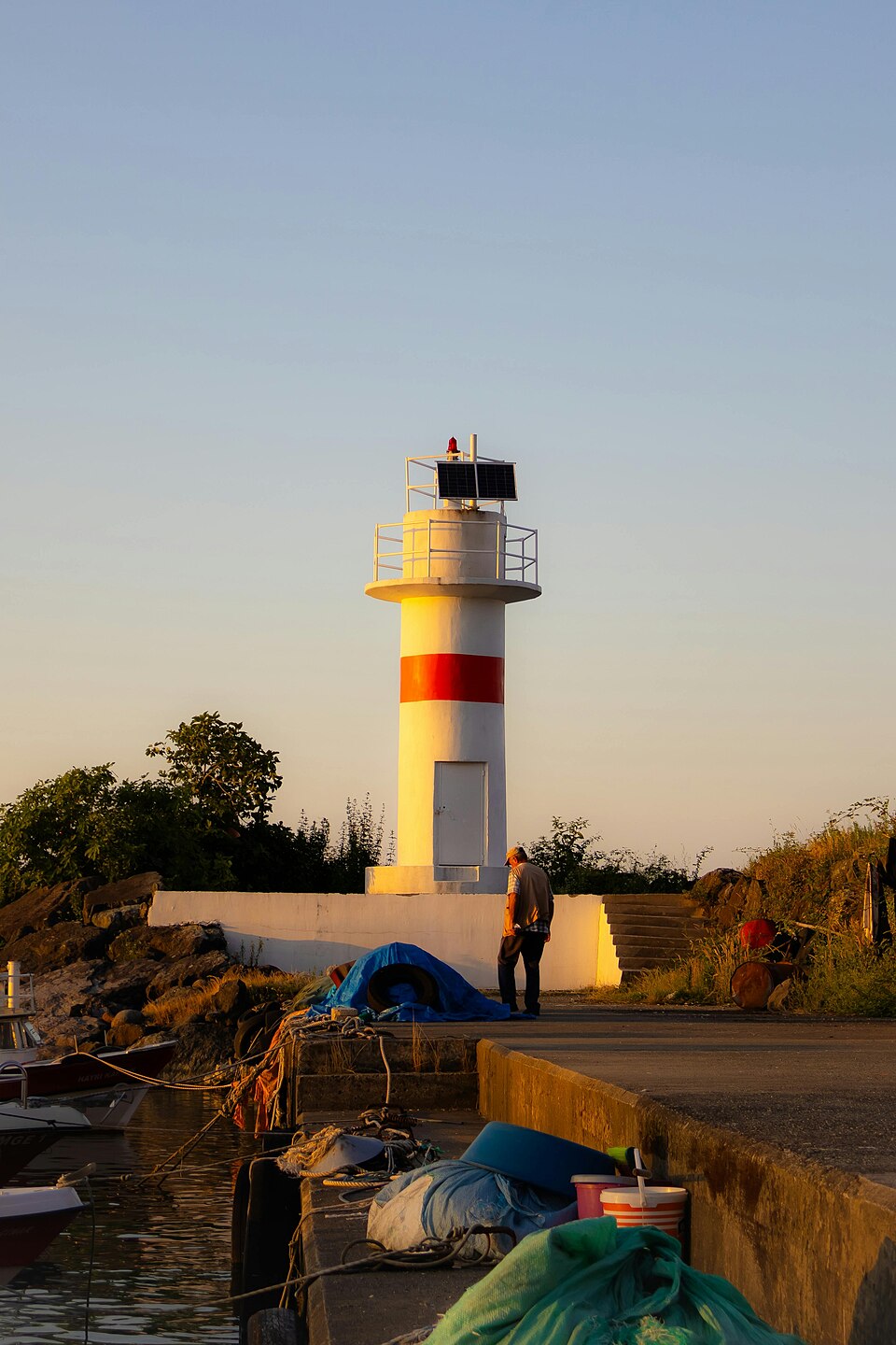 Lighthouse in Rize Harbor at Sunset